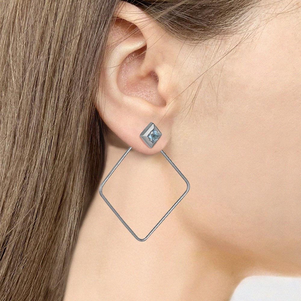 Серьги AQUAMARINE 4329805.5 вес 5.6 г серебро, топаз купить,63023
