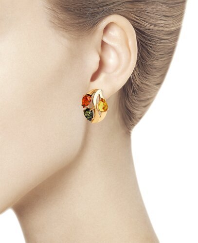 Серьги Diamant 93-320-00456-1 вес 3.5 г серебро, янтарь купить,30000