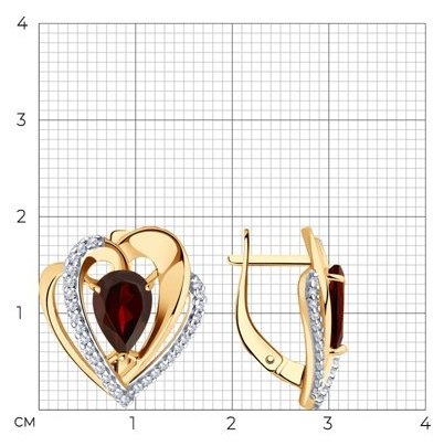 Серьги Diamant 93-320-00545-1 вес 4.2 г серебро, гранат купить,36000