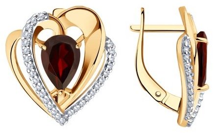 Серьги Diamant 93-320-00545-1 вес 4.33 г серебро, гранат купить,35860