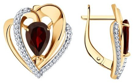 Серьги Diamant 93-320-00545-1 вес 4.33 г серебро, гранат купить,35860