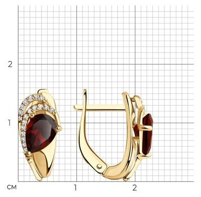 Серьги Diamant 93-320-00548-2 вес 2.69 г серебро, гранат купить,23619