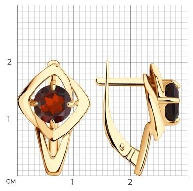 Серьги Diamant 93-320-00605-3 вес 3.2 г серебро, гранат купить,17277