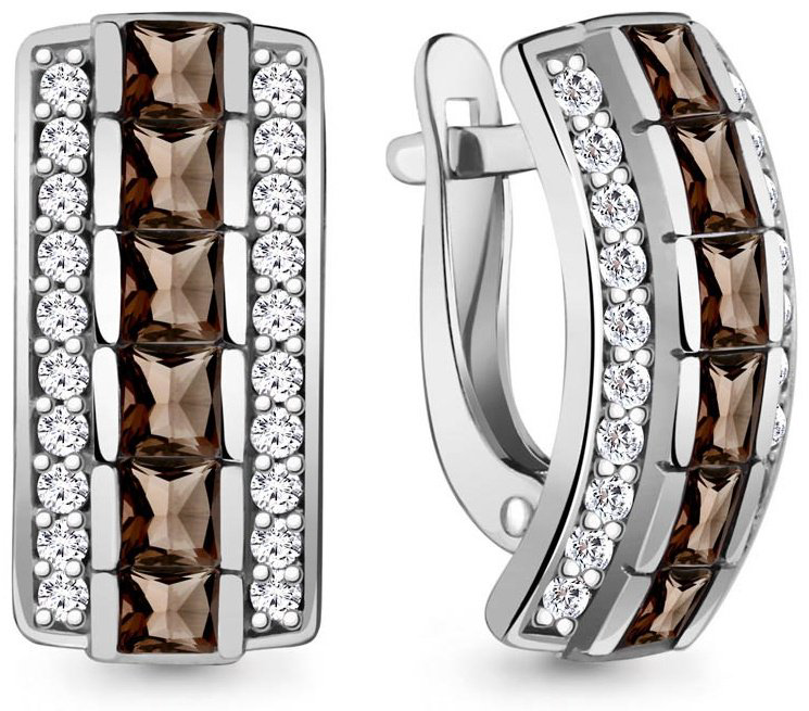 Серьги AQUAMARINE 4430501А вес 3.86 г серебро, кварц купить,41414