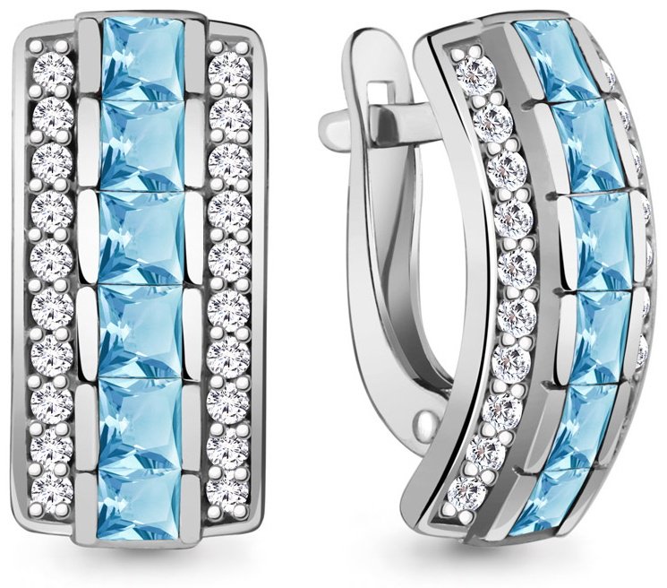 Серьги AQUAMARINE 4430505А вес 3.92 г серебро, топаз купить,81875