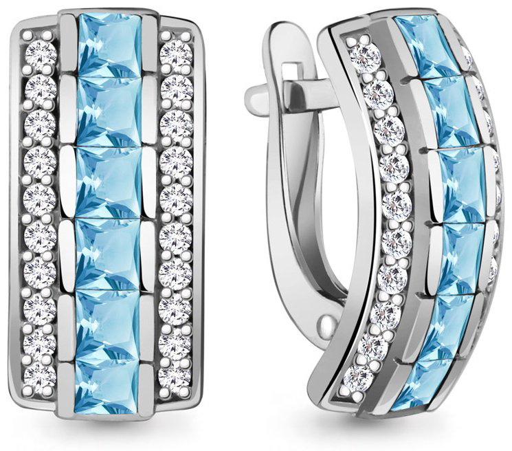Серьги AQUAMARINE 4430505А вес 3.92 г серебро, топаз купить,81875
