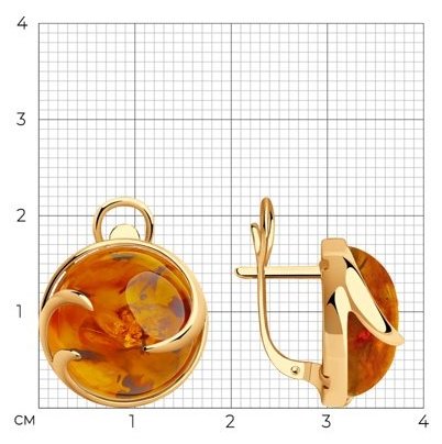 Серьги Diamant 93-320-00840-2 вес 7.68 г серебро, янтарь купить,66678