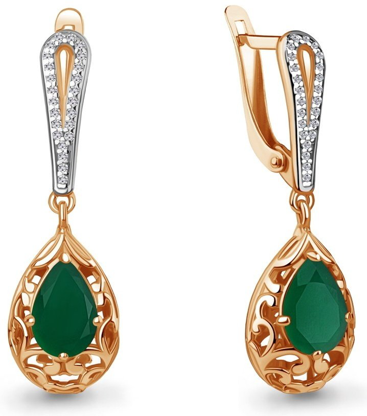 Серьги AQUAMARINE 4438209А вес 4.32 г серебро, агат купить,41005