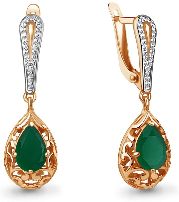Серьги AQUAMARINE 4438209А вес 4.8 г серебро, агат купить,39476