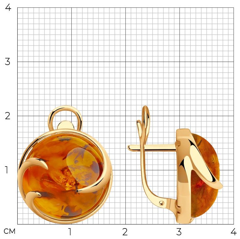 Серьги Diamant 93-320-00840-2 вес 7.93 г серебро, янтарь купить,66690
