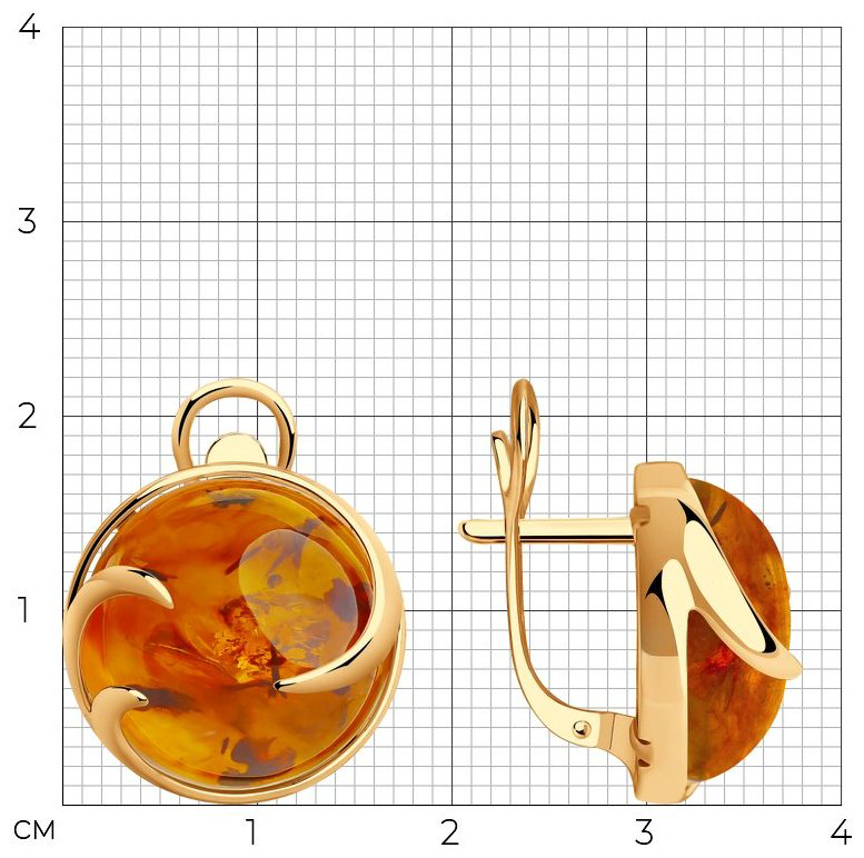 Серьги Diamant 93-320-00840-2 вес 7.93 г серебро, янтарь купить,66690