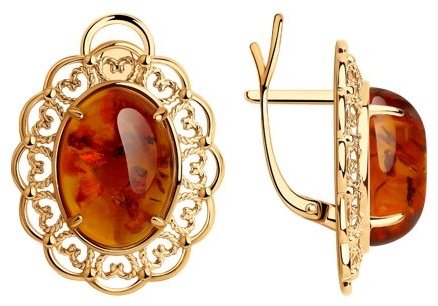 Серьги Diamant 93-320-00849-1 вес 5.59 г серебро, янтарь купить,34999