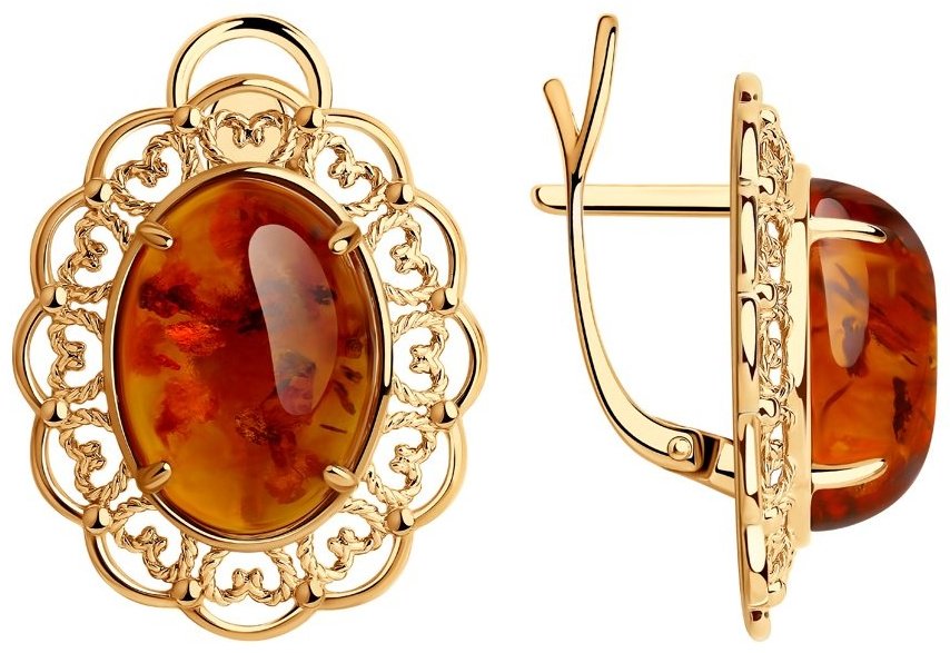 Серьги Diamant 93-320-00849-1 вес 5.69 г серебро, янтарь купить,36934