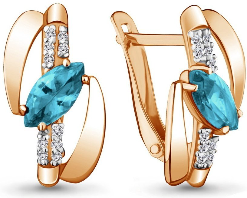 Серьги AQUAMARINE 44834508А вес 2.23 г серебро, топаз купить,42800