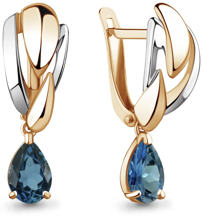 Серьги AQUAMARINE 4489608 вес 4.2 г серебро, топаз купить,63576