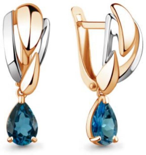 Серьги AQUAMARINE 4489608.6 вес 4.15 г серебро, топаз купить,75904
