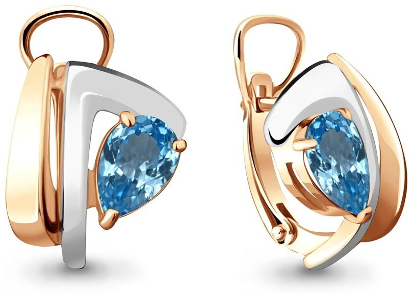 Серьги AQUAMARINE 4489805 вес 4.76 г серебро, топаз купить,71887