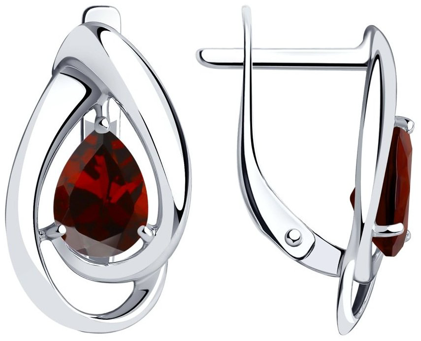 Серьги Diamant 94-320-00594-2 вес 2.42 г серебро, гранат купить,19494