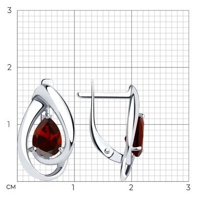 Серьги Diamant 94-320-00594-2 вес 2.42 г серебро, гранат купить,19494