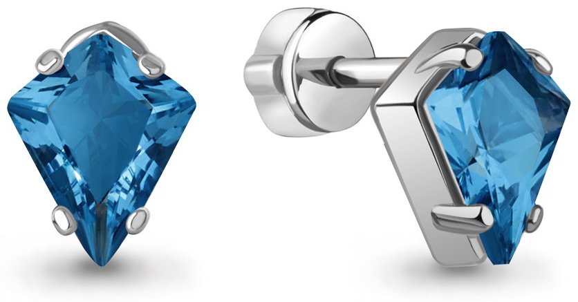 Серьги AQUAMARINE 45006193 вес 2.8 г серебро, нанотопаз купить,36639