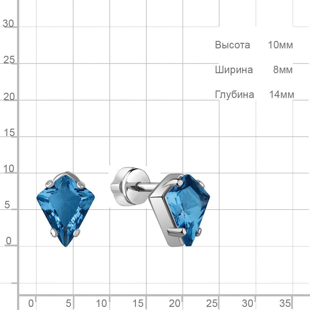 Серьги AQUAMARINE 45006193 вес 2.8 г серебро, нанотопаз купить,36639