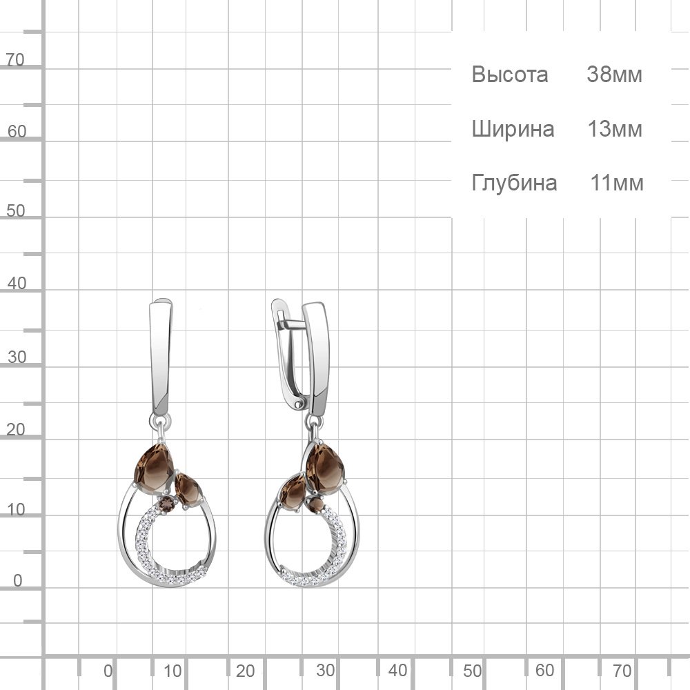 Серьги AQUAMARINE 45006801А.5 вес 4.42 г серебро, раухтопаз купить,48202