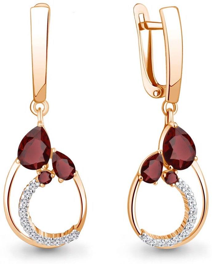 Серьги AQUAMARINE 45006803А вес 4.42 г серебро, гранат купить,NaN