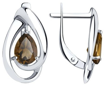 Серьги Diamant 94-320-00594-4 вес 2.37 г серебро, раухтопаз купить,12466