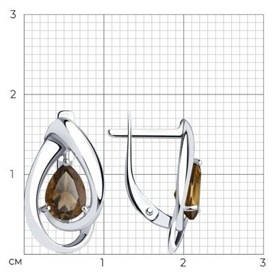 Серьги Diamant 94-320-00594-4 вес 2.37 г серебро, раухтопаз купить,12466