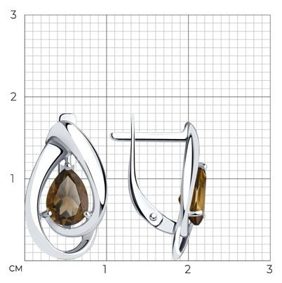 Серьги Diamant 94-320-00594-4 вес 2.37 г серебро, раухтопаз купить,12466