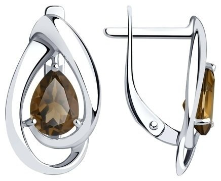 Серьги Diamant 94-320-00594-4 вес 2.42 г серебро, раухтопаз купить,18468