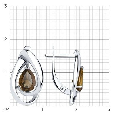 Серьги Diamant 94-320-00594-4 вес 2.42 г серебро, раухтопаз купить,18468