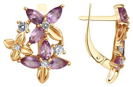 Серьги Diamant 93-320-02061-2 вес 3.69 г серебро, аметист купить,38882