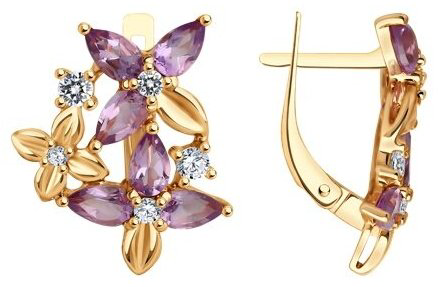 Серьги Diamant 93-320-02061-2 вес 3.69 г серебро, аметист купить,38882