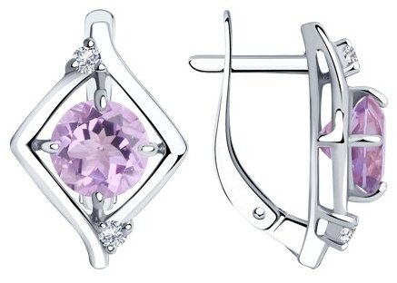 Серьги Diamant 94-320-00603-2 вес 3.49 г серебро, аметист купить,20687