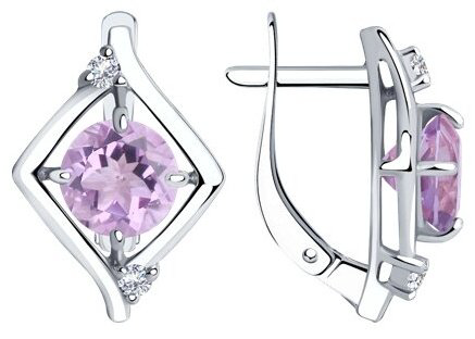 Серьги Diamant 94-320-00603-2 вес 3.49 г серебро, аметист купить,20687