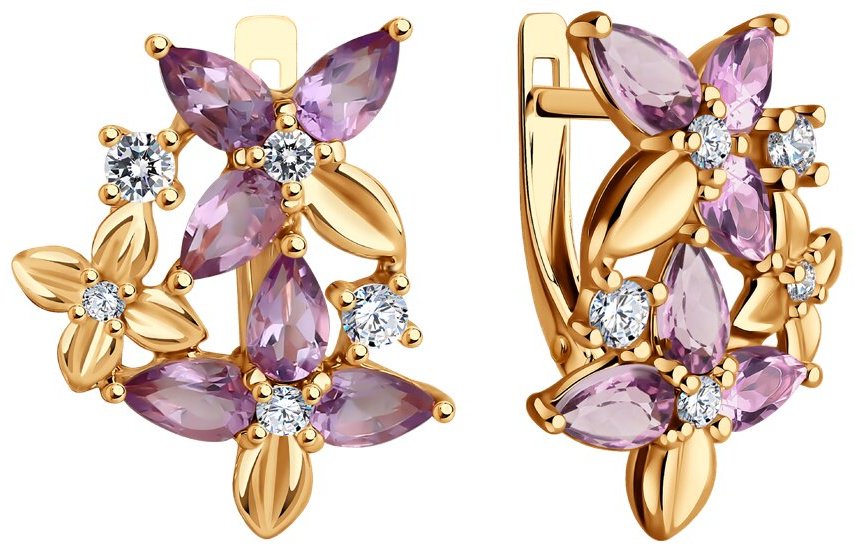 Серьги Diamant 93-320-02061-2 вес 3.92 г серебро, аметист купить,36936