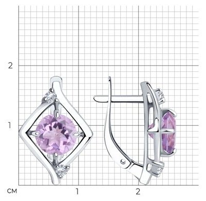 Серьги Diamant 94-320-00603-2 вес 3.49 г серебро, аметист купить,20687