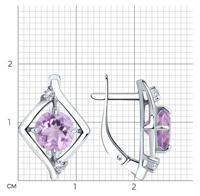 Серьги Diamant 94-320-00603-2 вес 3.49 г серебро, аметист купить,20687