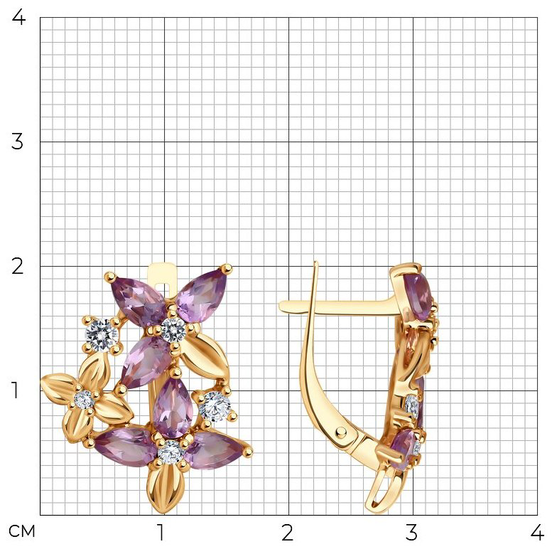 Серьги Diamant 93-320-02061-2 вес 3.92 г серебро, аметист купить,36936