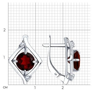 Серьги Diamant 94-320-00603-3 вес 3.71 г серебро, гранат купить,22184