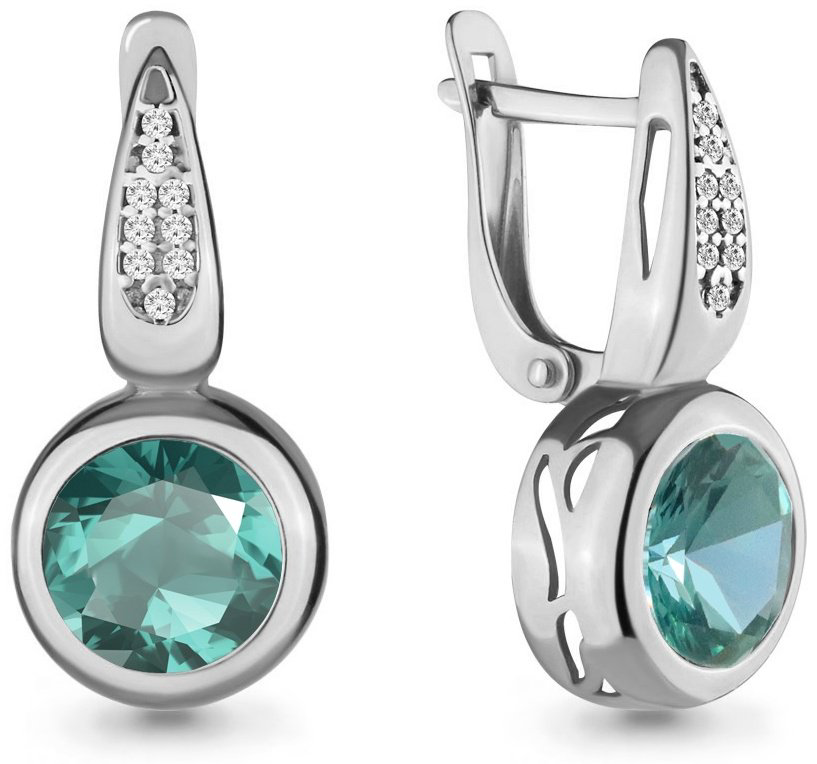 Серьги AQUAMARINE 4702688А вес 3.82 г серебро, турмалин купить,40861