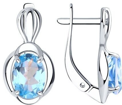 Серьги Diamant 94-320-00604-1_2,59 вес 2.59 г серебро, топаз купить,21546