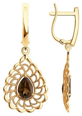 Серьги Diamant 93-321-01728-1 вес 2.75 г серебро, раухтопаз купить,16520