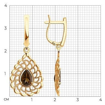 Серьги Diamant 93-321-01728-1 вес 2.75 г серебро, раухтопаз купить,16520