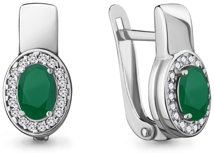 Серьги AQUAMARINE 4712509А вес 3.5 г серебро, агат купить,35597