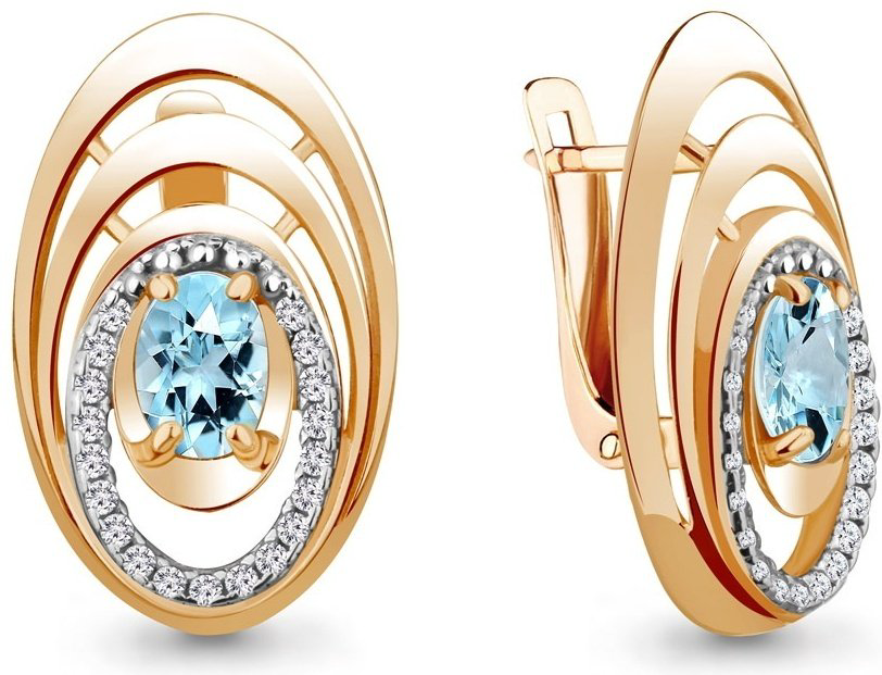 Серьги AQUAMARINE 4730102А вес 5.58 г серебро, топаз купить,62053
