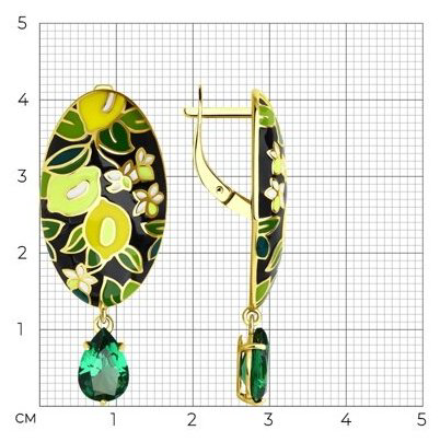 Серьги Diamant 93-321-01767-1 вес 8.16 г серебро, ситалл, эмаль купить,37565