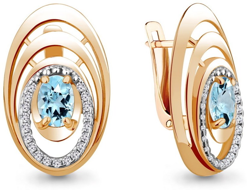 Серьги AQUAMARINE 4730102А вес 6.2 г серебро, топаз купить,77771