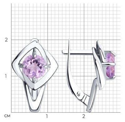 Серьги Diamant 94-320-00605-2 вес 3.2 г серебро, аметист купить,27036